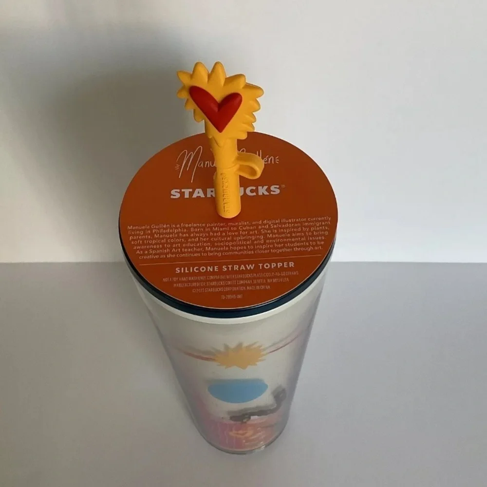 New Starbucks x Manuela Guillen Heart Silicone Straw Topper T26
